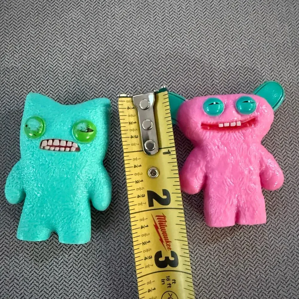 Fuggler Vinyl Figure Lot of 2 Pink & Blue Funny Ugly Monster Mini Figures ZURU